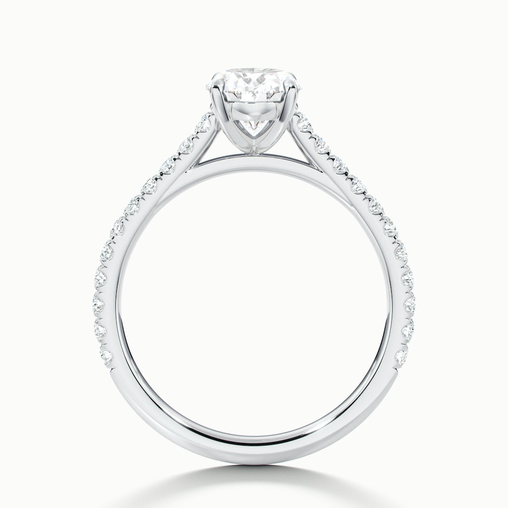 Zoe 5 Carat Oval Solitaire Scallop Lab Grown Engagement Ring in 10k White Gold