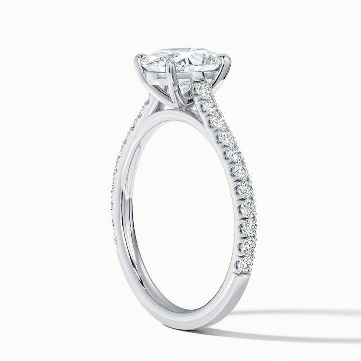 Diana 1 Carat Oval Solitaire Scallop Moissanite Diamond Ring in Platinum