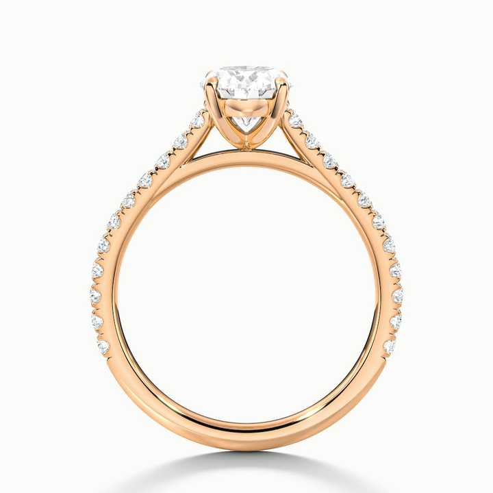 Ema 10 Carat Oval Solitaire Scallop Moissanite Diamond Ring in 10k Rose Gold