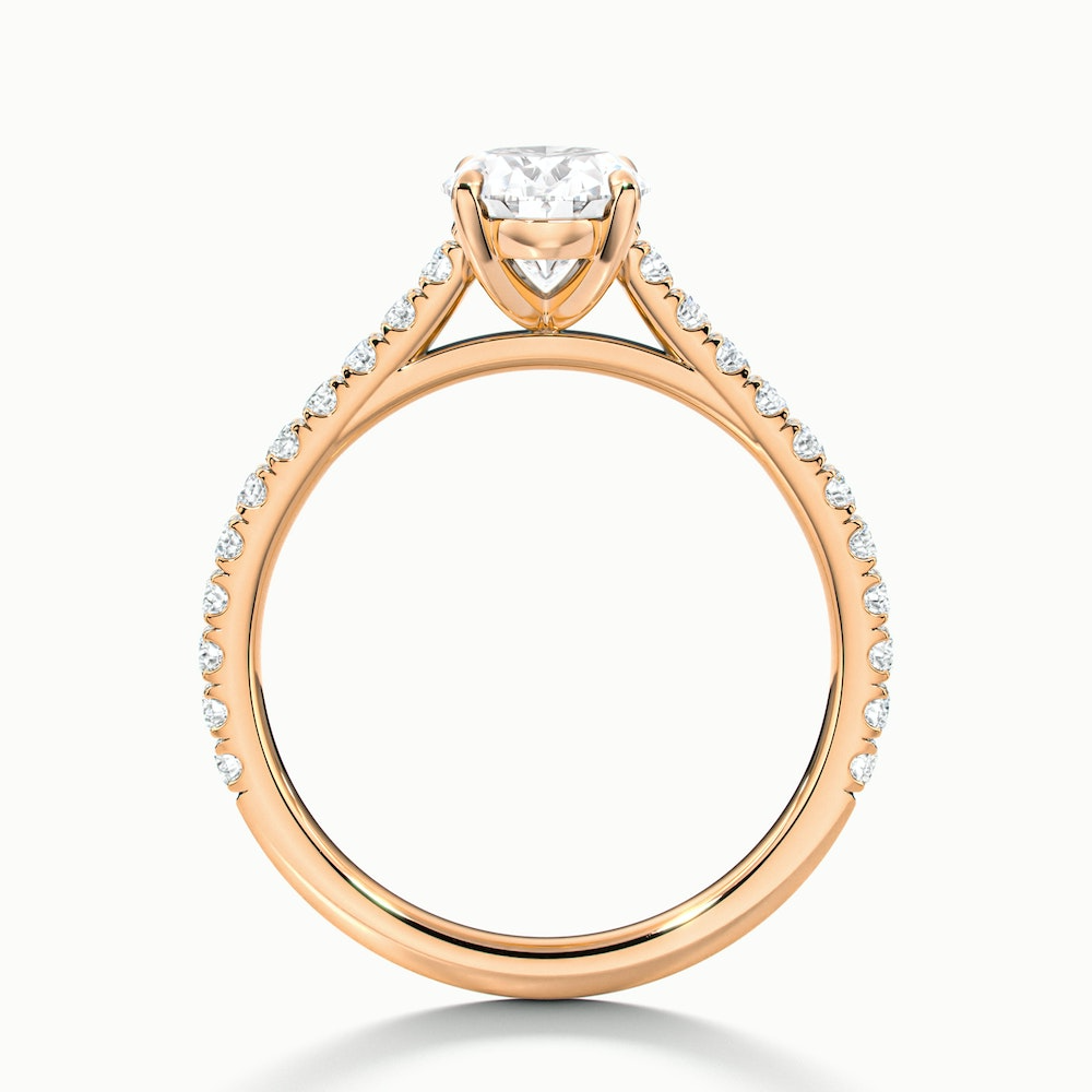 Ema 6 Carat Oval Solitaire Scallop Moissanite Diamond Ring in 18k Rose Gold