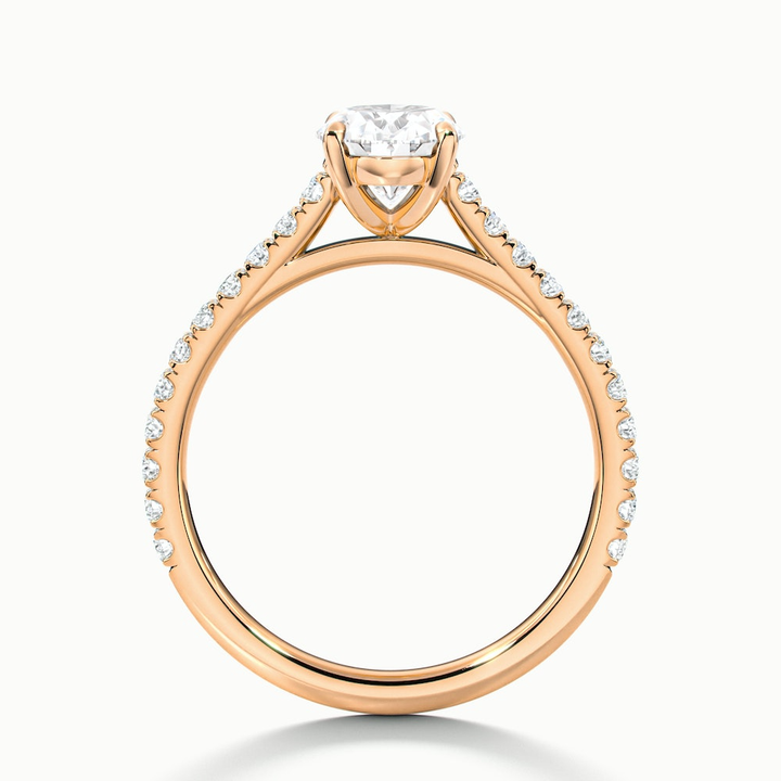 Diana 1 Carat Oval Solitaire Scallop Moissanite Diamond Ring in 18k Rose Gold