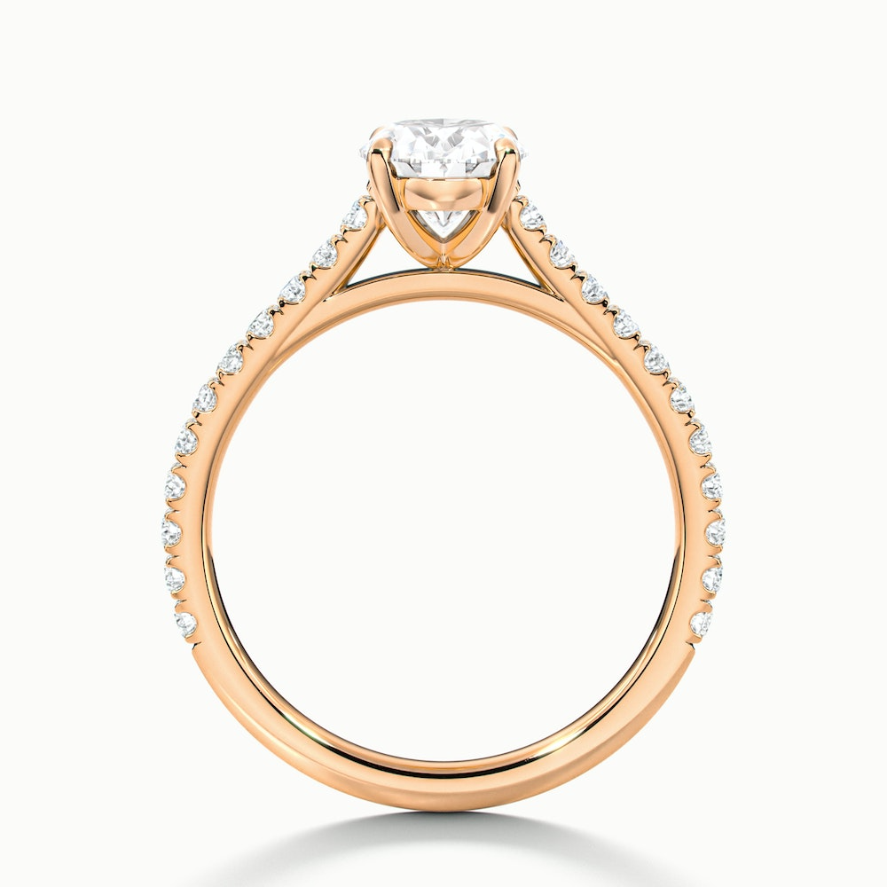 Zoe 1 Carat Oval Solitaire Scallop Lab Grown Engagement Ring in 18k Rose Gold