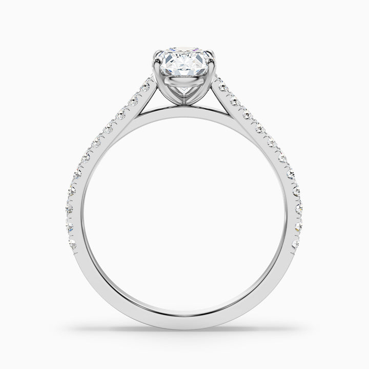ema 7 carat oval solitaire scallop moissanite diamond ring in 925 sterling silver - Side View