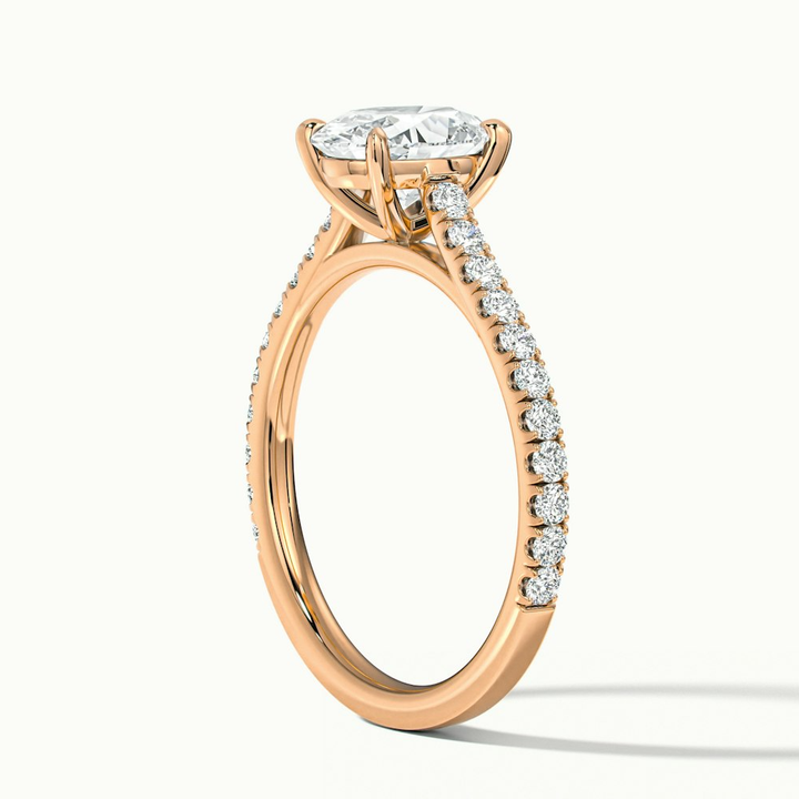 Ema 10 Carat Oval Solitaire Scallop Moissanite Diamond Ring in 10k Rose Gold