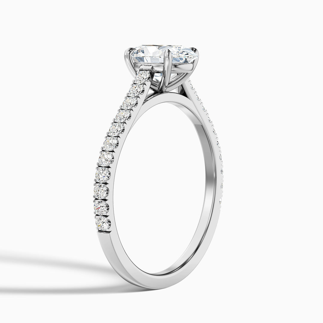 ema 9 carat oval solitaire scallop moissanite diamond ring in 925 sterling silver - Detail View