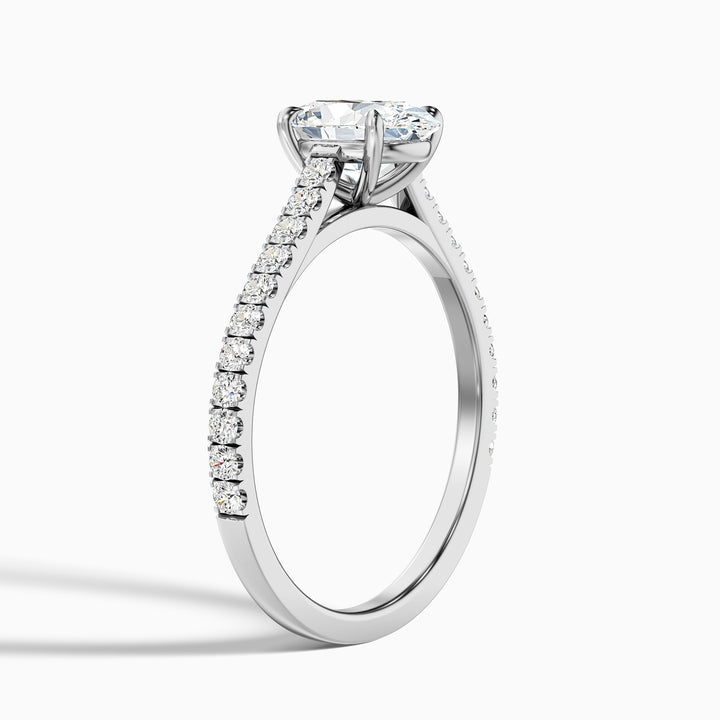 ema 8 carat oval solitaire scallop moissanite diamond ring in 925 sterling silver - Detail View