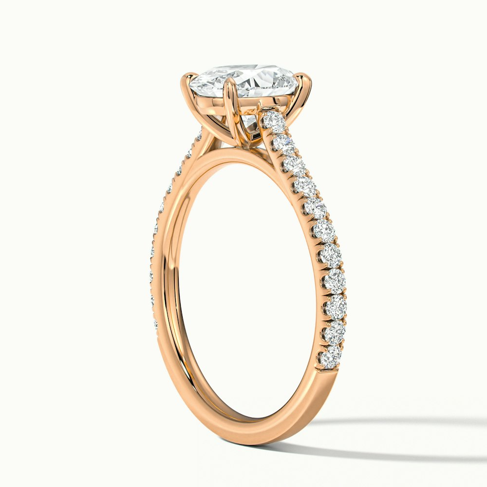 Zoe 5 Carat Oval Solitaire Scallop Lab Grown Engagement Ring in 10k Rose Gold