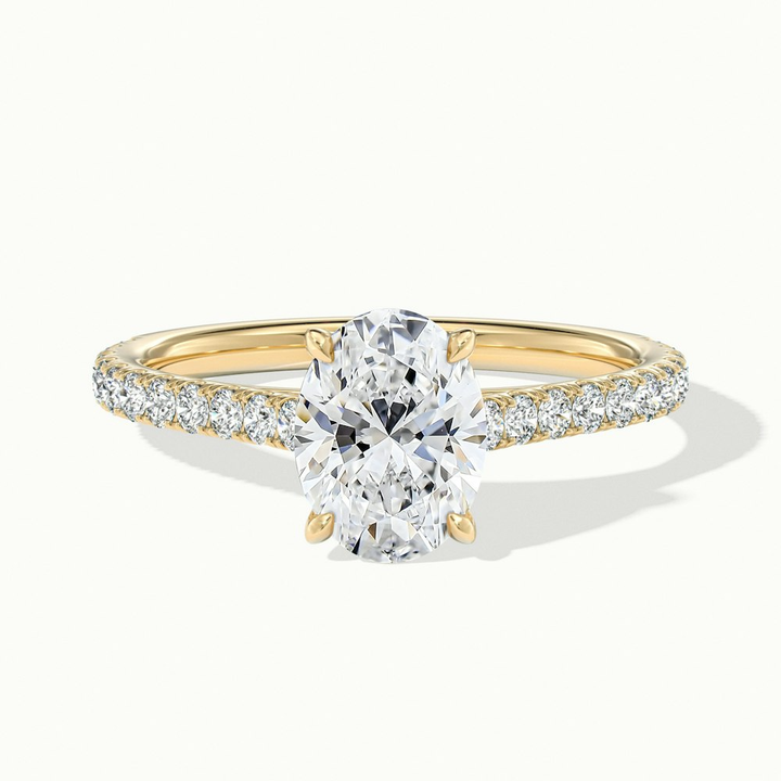 Zoe 4 Carat Oval Solitaire Scallop Lab Grown Engagement Ring in 10k Yellow Gold