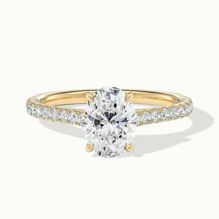 Zoe 1.5 Carat Oval Solitaire Scallop Lab Grown Engagement Ring in 18k Yellow Gold
