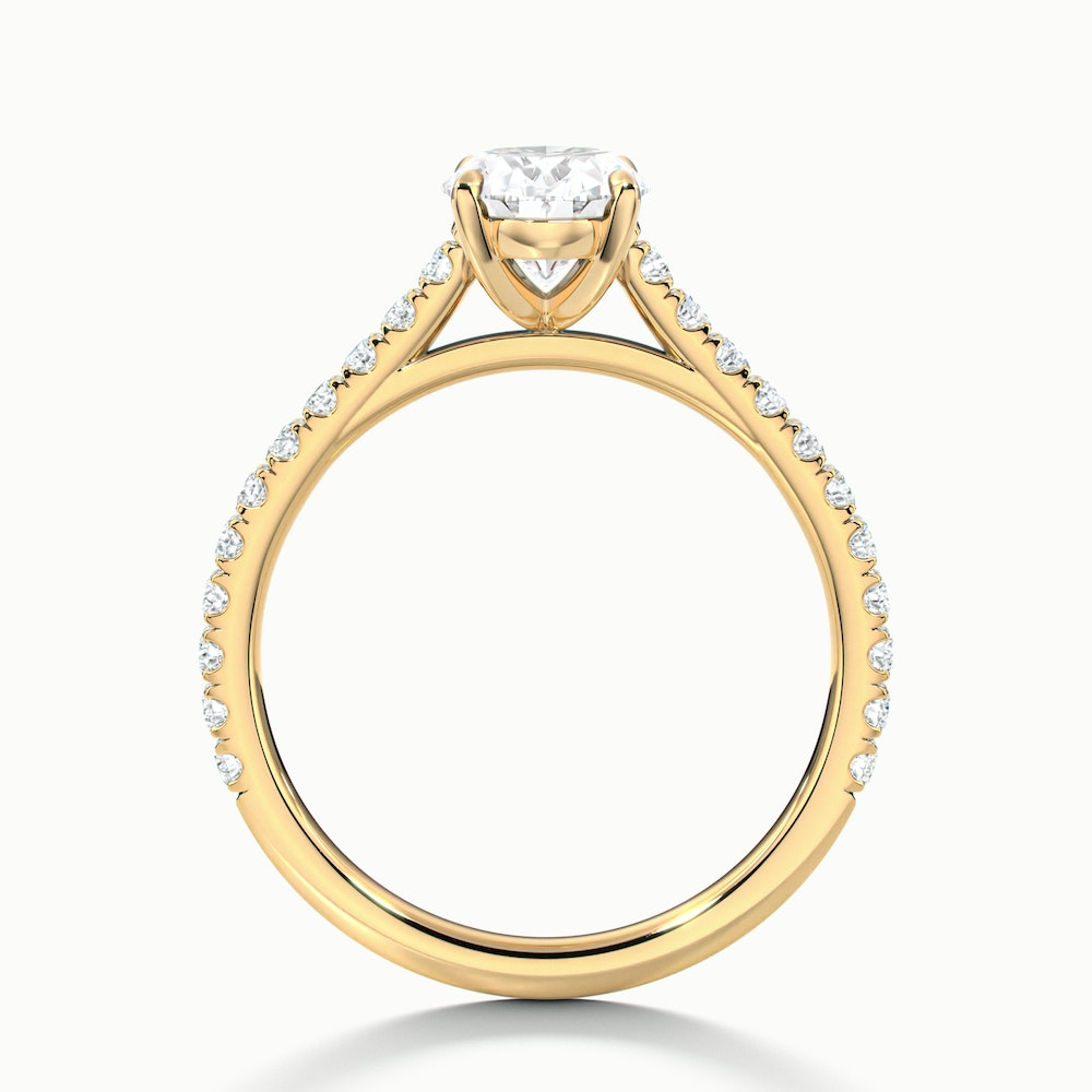 Diana 3.5 Carat Oval Solitaire Scallop Moissanite Diamond Ring in 14k Yellow Gold