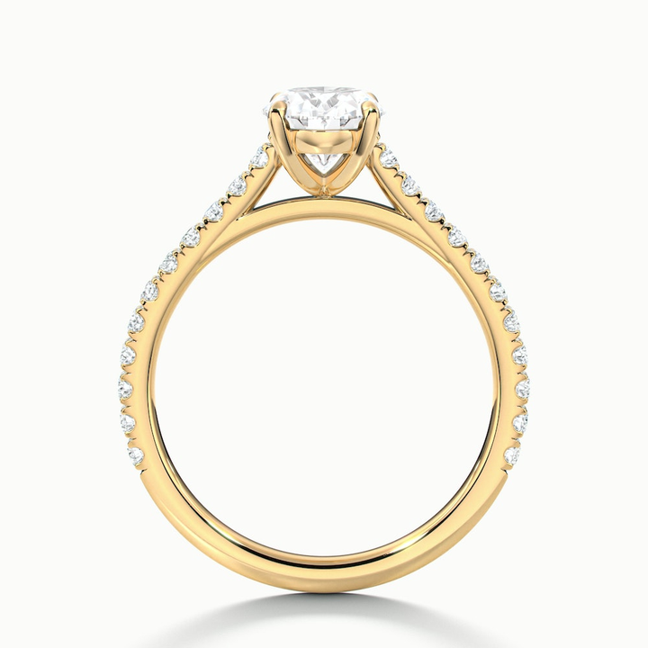 Zoe 2 Carat Oval Solitaire Scallop Lab Grown Engagement Ring in 14k Yellow Gold