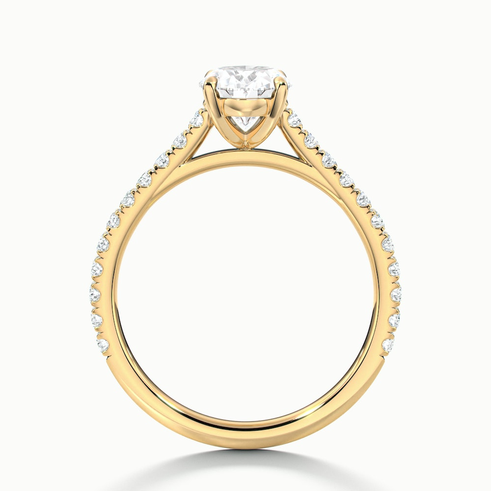 Diana 2 Carat Oval Solitaire Scallop Moissanite Diamond Ring in 10k Yellow Gold