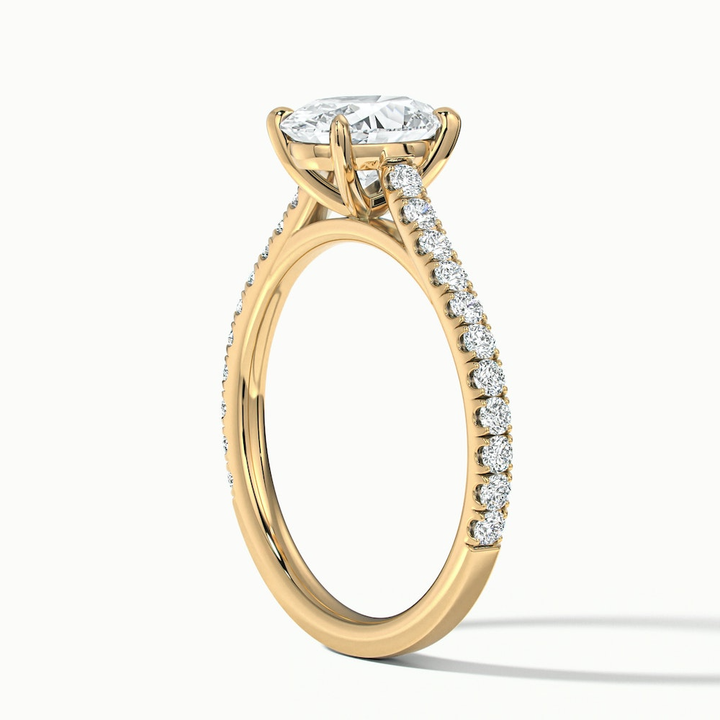 Zoe 1 Carat Oval Solitaire Scallop Lab Grown Engagement Ring in 18k Yellow Gold