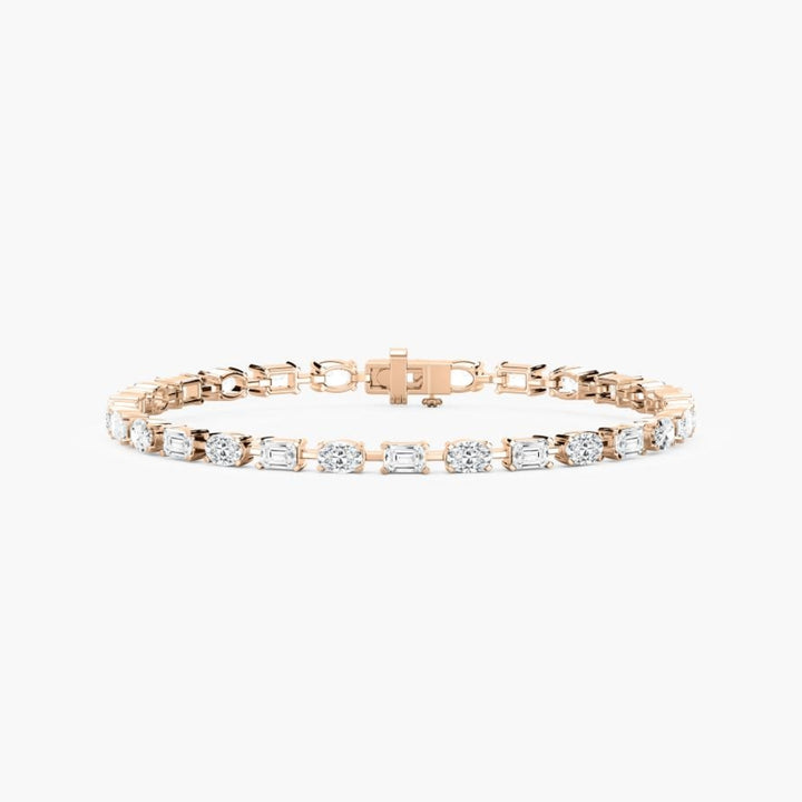 Stella Emerald And Oval Cut Lab Grown Diamond Tennis Bracelet