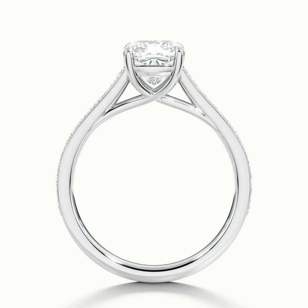Nina 1 Carat Cushion Cut Solitaire Pave Moissanite Diamond Ring in Platinum