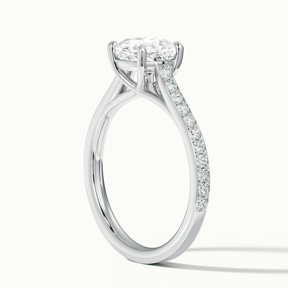Nina 1 Carat Cushion Cut Solitaire Pave Moissanite Diamond Ring in Platinum