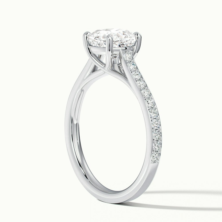 Siya 5 Carat Cushion Cut Solitaire Pave Lab Grown Engagement Ring in Platinum