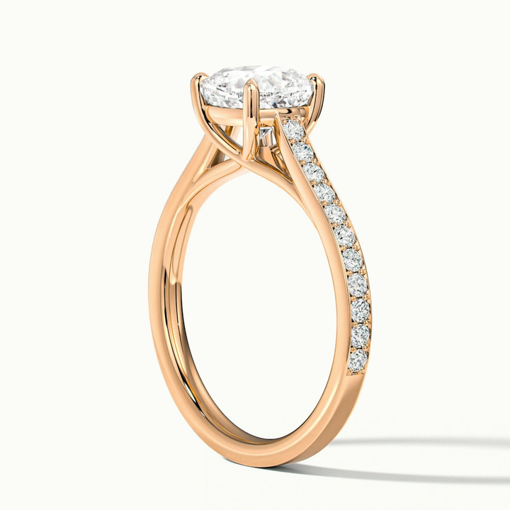 Nina 1.5 Carat Cushion Cut Solitaire Pave Moissanite Diamond Ring in 14k Rose Gold