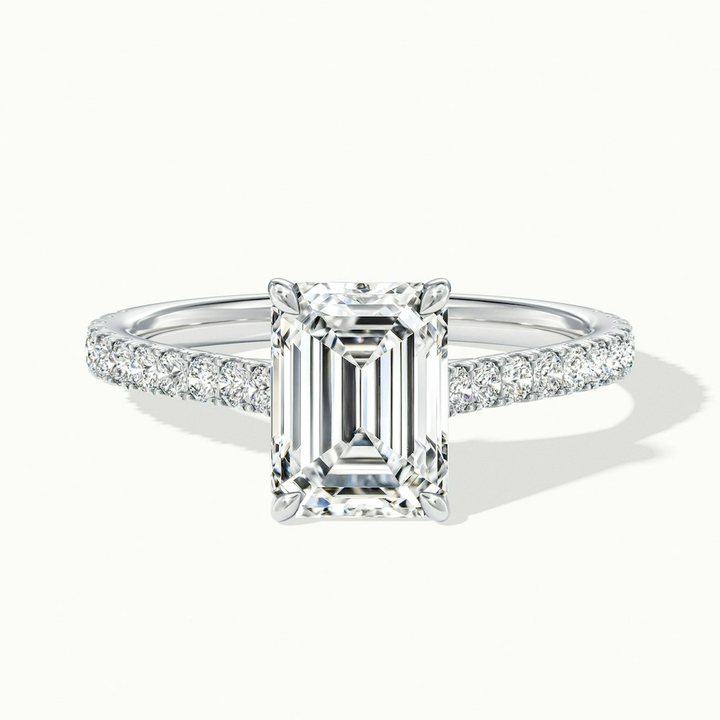 Kira 1 Carat Emerald Cut Solitaire Scallop Lab Grown Engagement Ring in Platinum