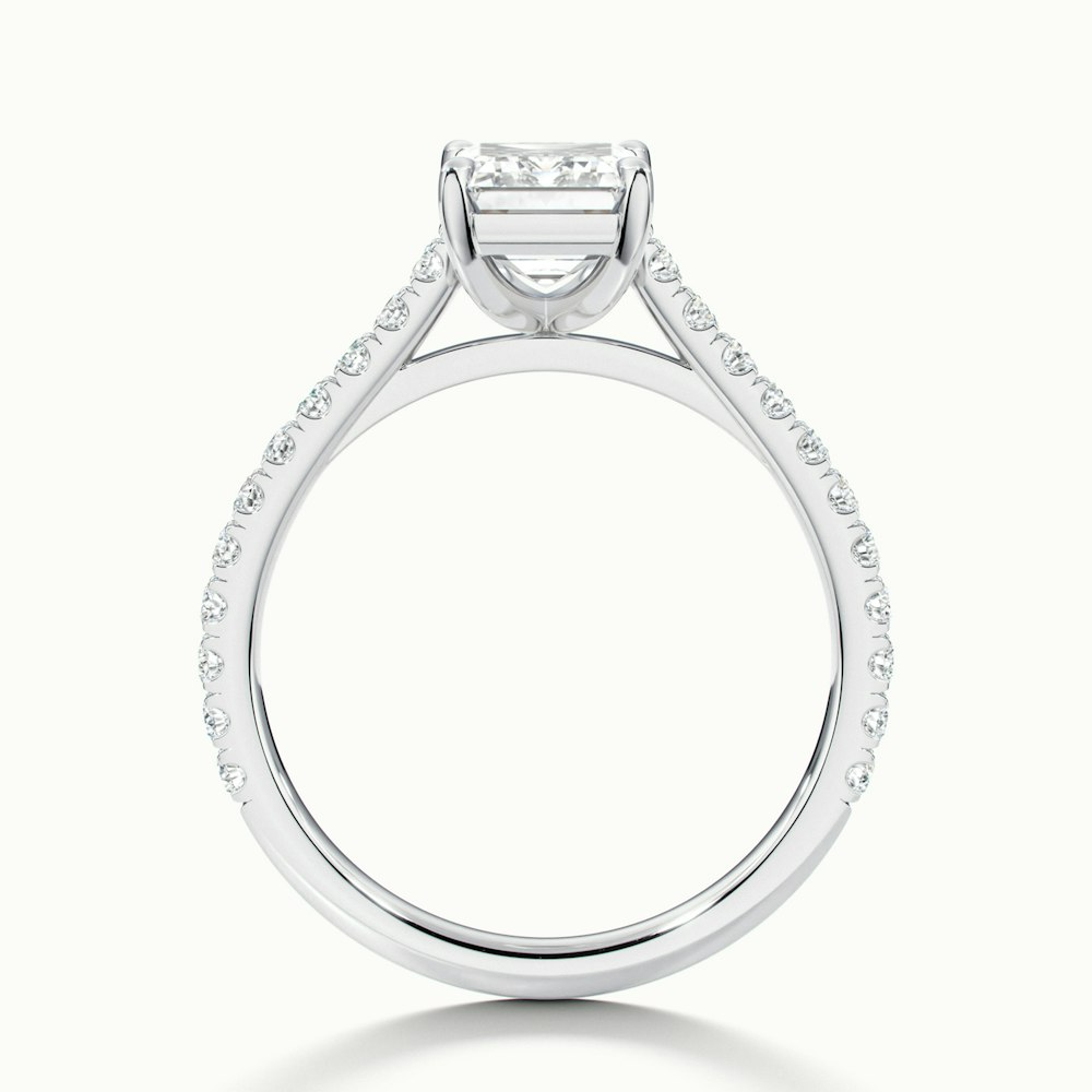 Kira 1.5 Carat Emerald Cut Solitaire Scallop Lab Grown Engagement Ring in 18k White Gold