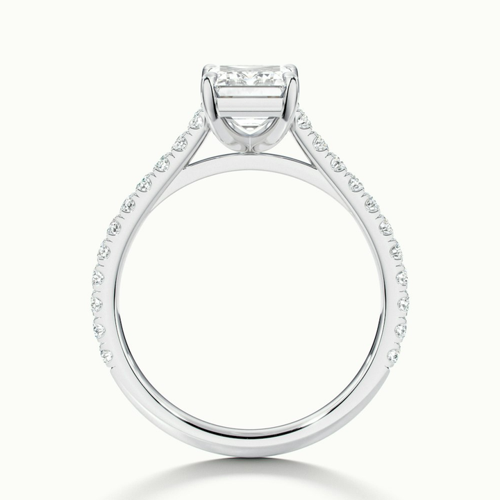 Kira 2 Carat Emerald Cut Solitaire Scallop Lab Grown Engagement Ring in 18k White Gold