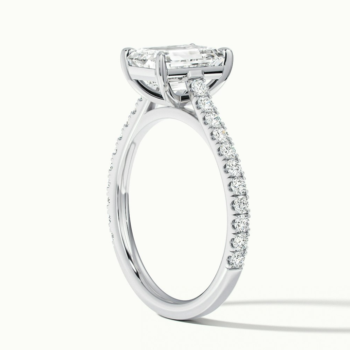 Kira 5 Carat Emerald Cut Solitaire Scallop Lab Grown Engagement Ring in 10k White Gold