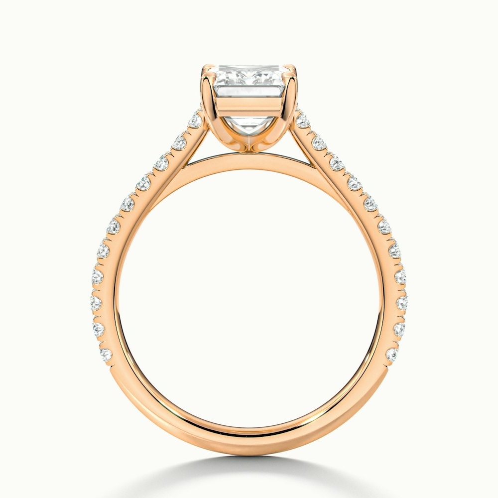 Kira 3 Carat Emerald Cut Solitaire Scallop Lab Grown Engagement Ring in 10k Rose Gold