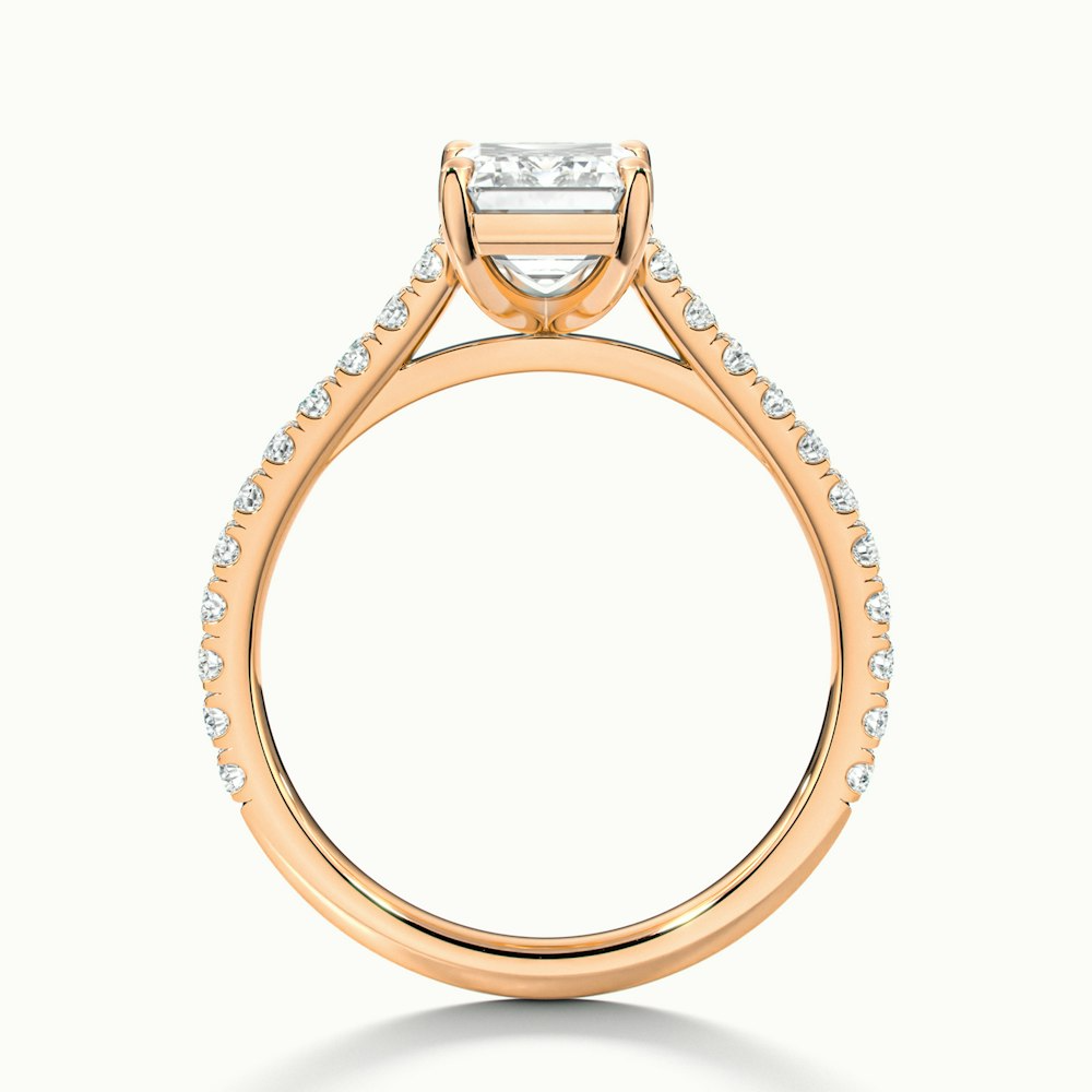 Kira 3.5 Carat Emerald Cut Solitaire Scallop Lab Grown Engagement Ring in 10k Rose Gold