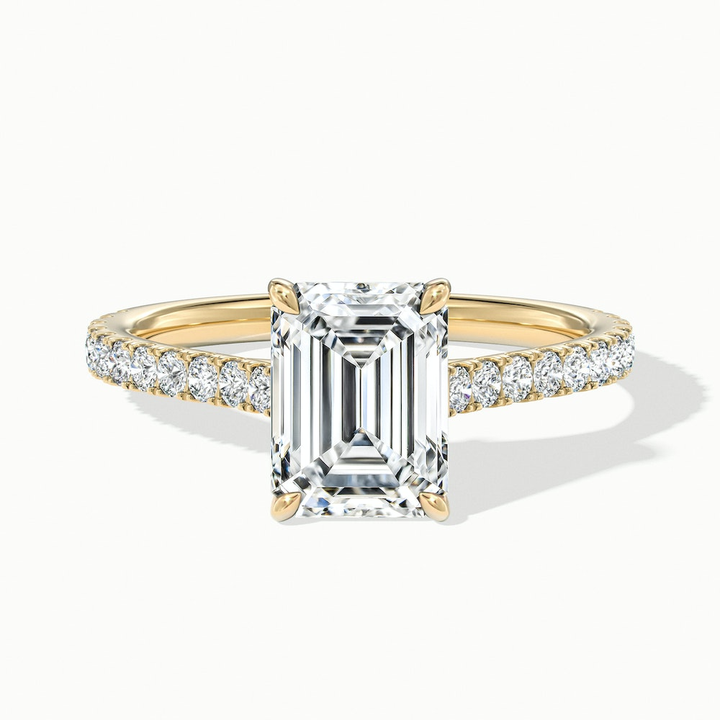 Kira 1.5 Carat Emerald Cut Solitaire Scallop Lab Grown Engagement Ring in 18k Yellow Gold