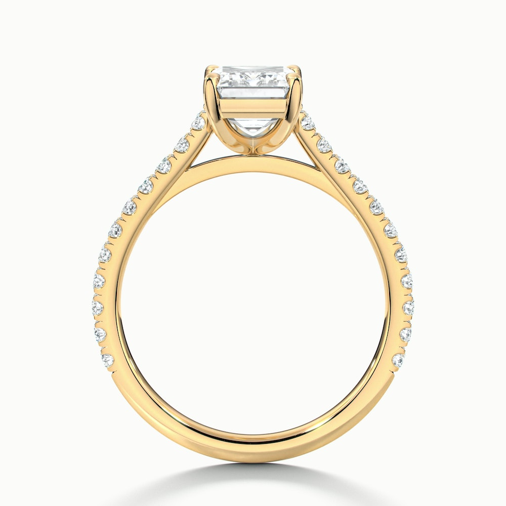 Kira 3.5 Carat Emerald Cut Solitaire Scallop Lab Grown Engagement Ring in 18k Yellow Gold