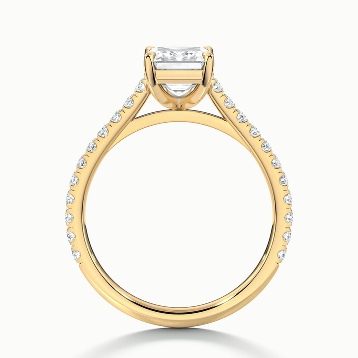 Kira 3.5 Carat Emerald Cut Solitaire Scallop Lab Grown Engagement Ring in 18k Yellow Gold