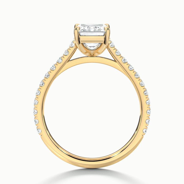 Kira 4 Carat Emerald Cut Solitaire Scallop Lab Grown Engagement Ring in 10k Yellow Gold