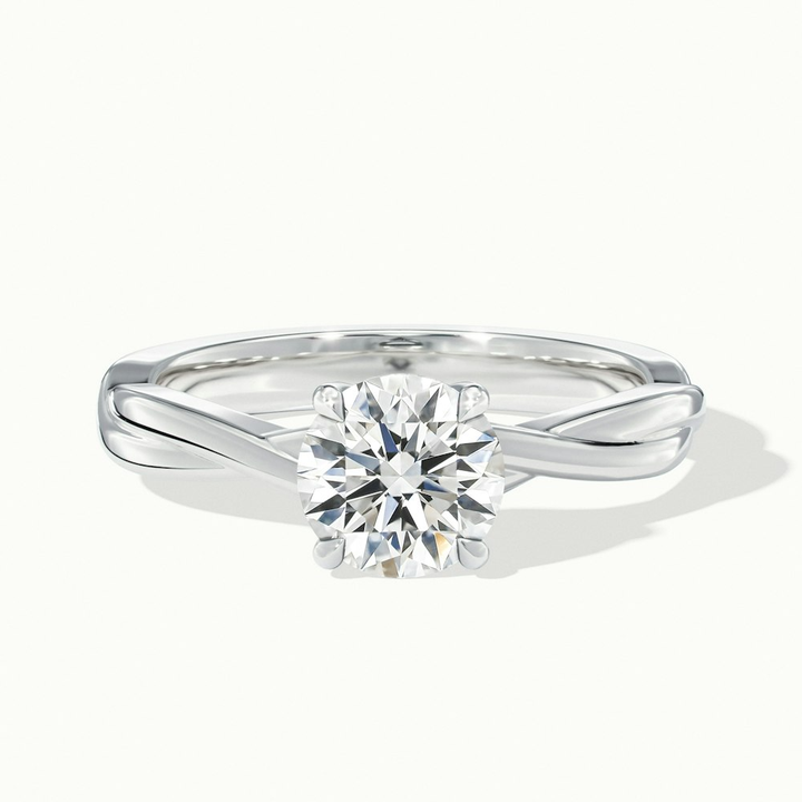 Lucy 1.5 Carat Round Solitaire Moissanite Diamond Ring in 10k White Gold