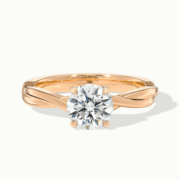 Lucy 3.5 Carat Round Solitaire Moissanite Diamond Ring in 14k Rose Gold