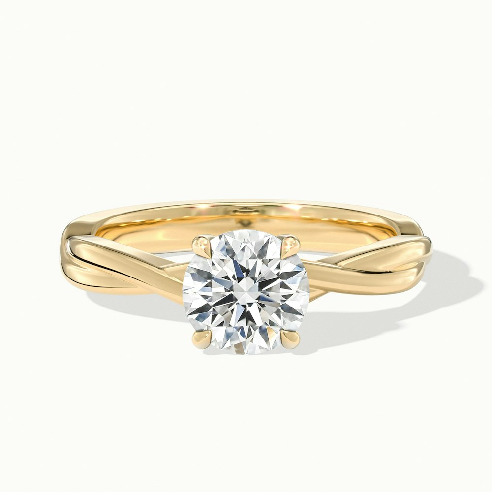 Lucy 1.5 Carat Round Solitaire Moissanite Diamond Ring in 14k Yellow Gold