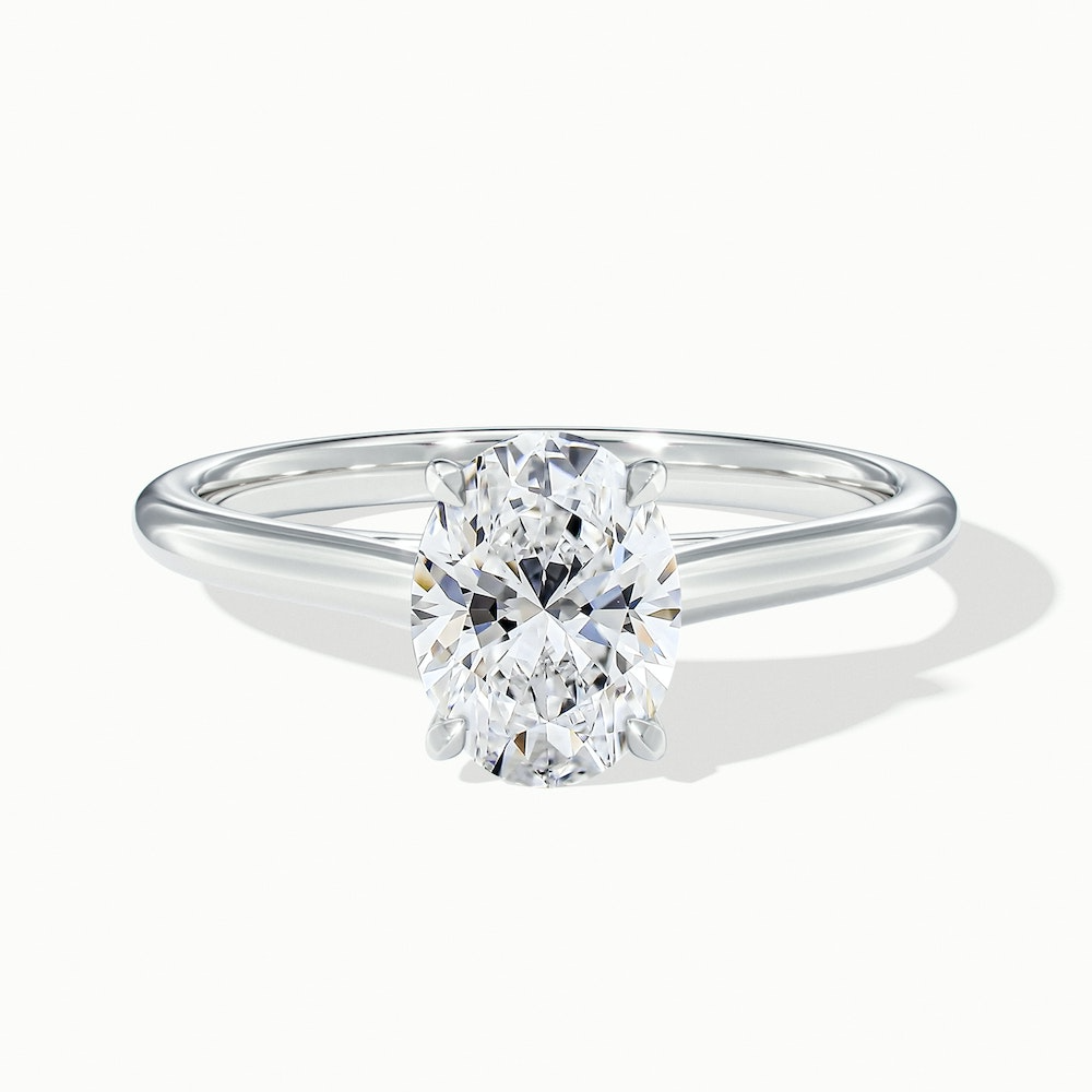 Love 3 Carat Oval Solitaire Moissanite Diamond Ring in 10k White Gold