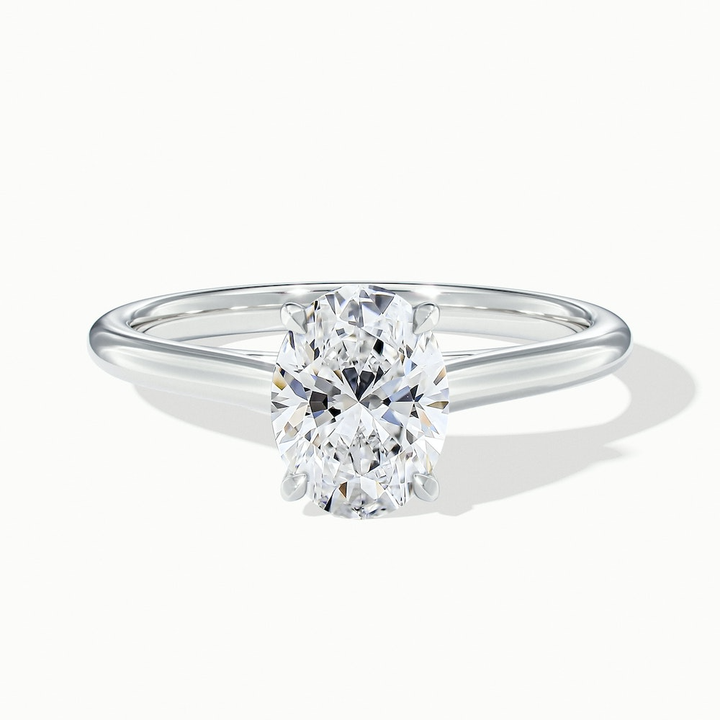 Love 2 Carat Oval Solitaire Moissanite Diamond Ring in 14k White Gold