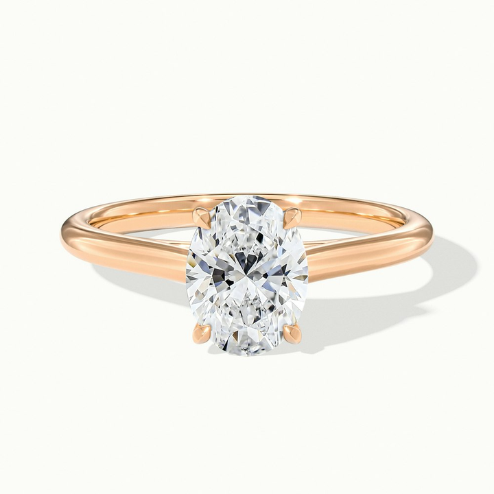 Rose 4 carat oval Solitaire Lab Grown Engagement Ring in 14k Rose Gold