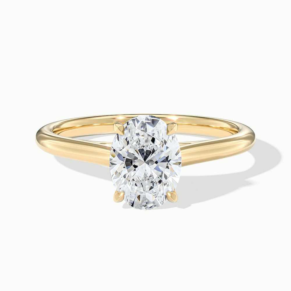 Pari 8 Carat Oval Solitaire Moissanite Engagement Ring in 18k Yellow Gold