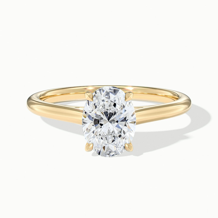 Rose 2.5 Carat Oval Solitaire Lab Grown Engagement Ring in 10k Yellow Gold