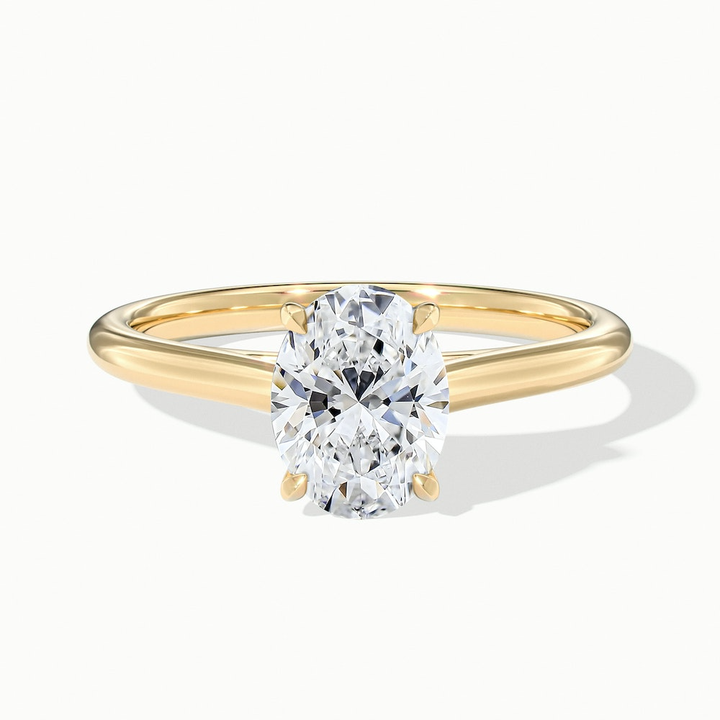 Rose 2 Carat Oval Solitaire Lab Grown Engagement Ring in 10k Yellow Gold