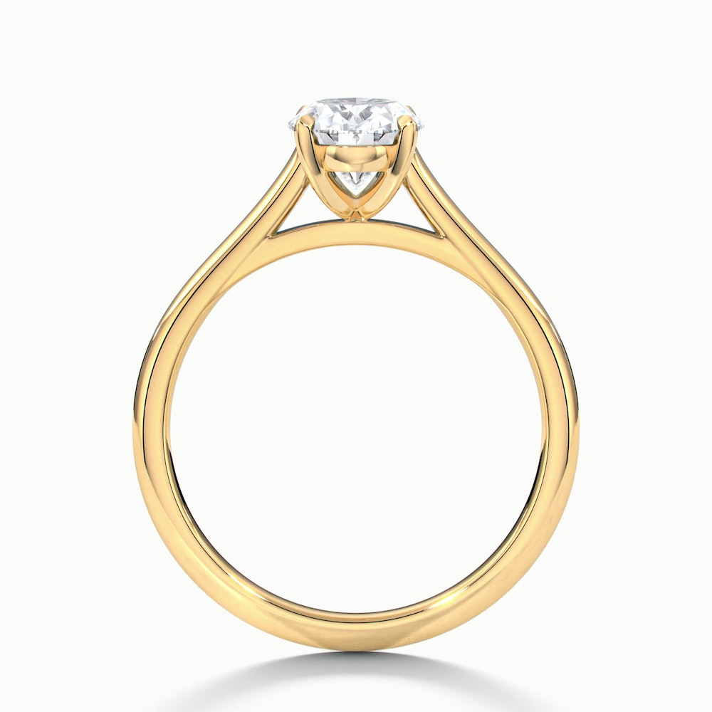 Rose 5 carat oval Solitaire Lab Grown Engagement Ring in 14k Yellow Gold