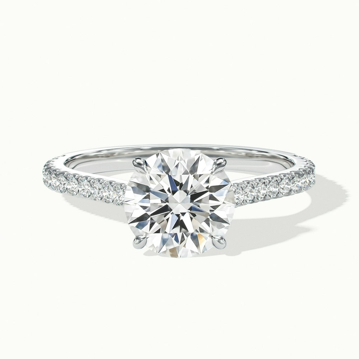 Riva 4.5 Carat Round Solitaire Scallop Lab Grown Engagement Ring in Platinum