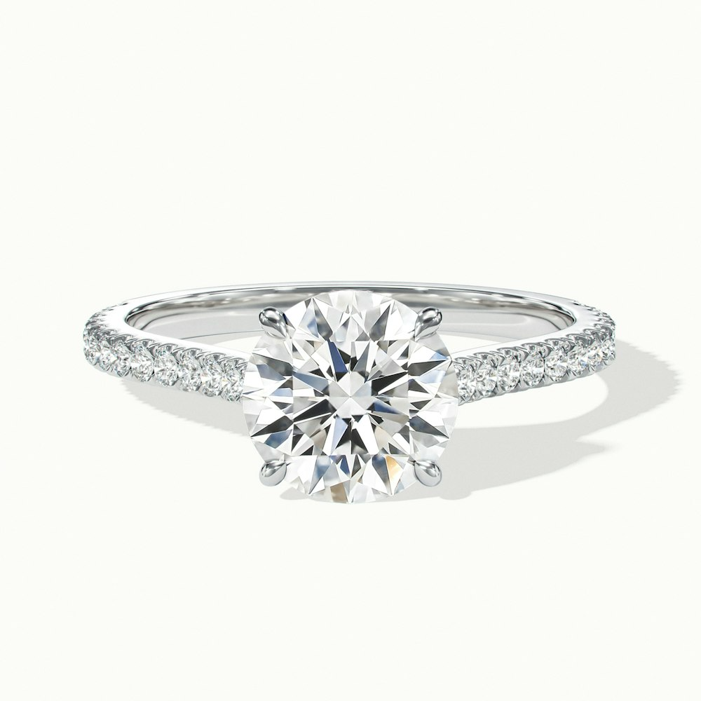 Lilly 1 Carat Round Solitaire Scallop Moissanite Diamond Ring in Platinum
