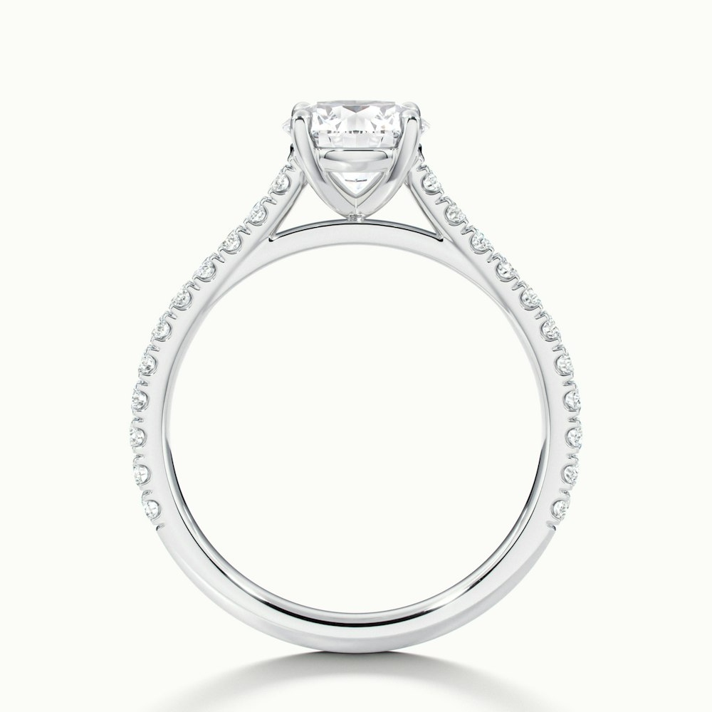 Riva 3 Carat Round Solitaire Scallop Lab Grown Engagement Ring in 18k White Gold