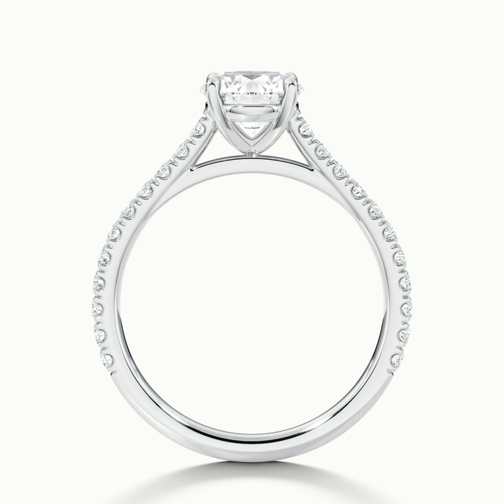 Riva 3.5 Carat Round Solitaire Scallop Lab Grown Engagement Ring in Platinum