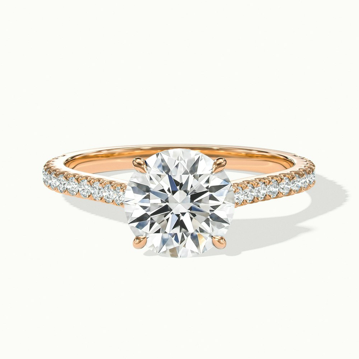 Riva 1.5 Carat Round Solitaire Scallop Lab Grown Engagement Ring in 10k Rose Gold