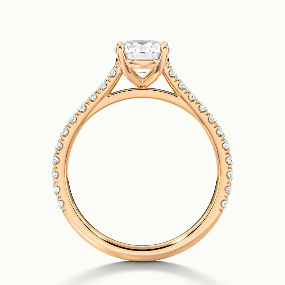 Lilly 3.5 Carat Round Solitaire Scallop Moissanite Diamond Ring in 14k Rose Gold