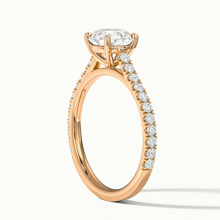 Lilly 2 Carat Round Solitaire Scallop Moissanite Diamond Ring in 10k Rose Gold