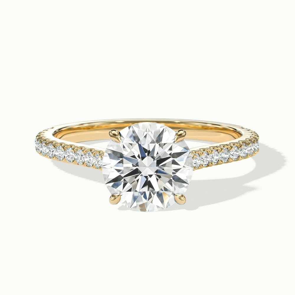 Riva 2 Carat Round Solitaire Scallop Lab Grown Engagement Ring in 10k Yellow Gold